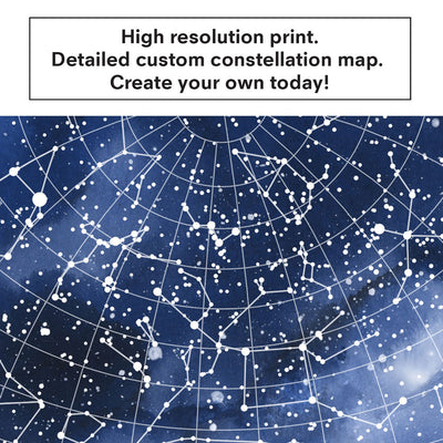 Custom Star Map | Galaxy Watercolour - Art Print, Poster, Stretched Canvas or Framed Wall Art, Close up View of Print Resolution