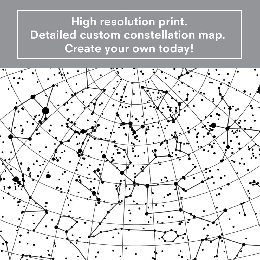 Custom Star Map | White Circle - Art Print, Poster, Stretched Canvas or Framed Wall Art, Close up View of Print Resolution