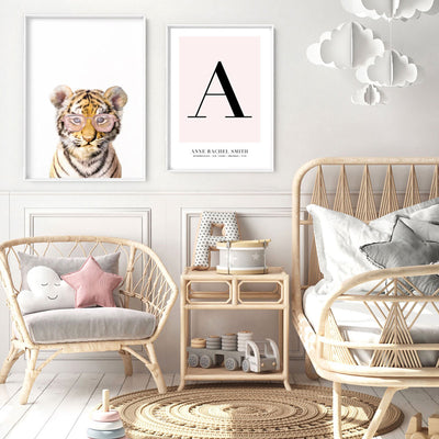 Custom Letter & Name - Art Print, Poster, Stretched Canvas or Framed Wall Art, shown framed in a home interior space