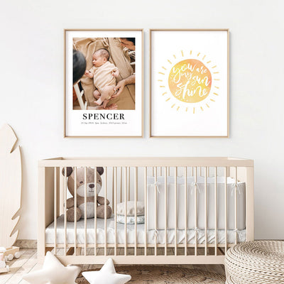 Custom Baby Photo Portrait II - Art Print, Poster, Stretched Canvas or Framed Wall Art, Close up View of Print Resolution