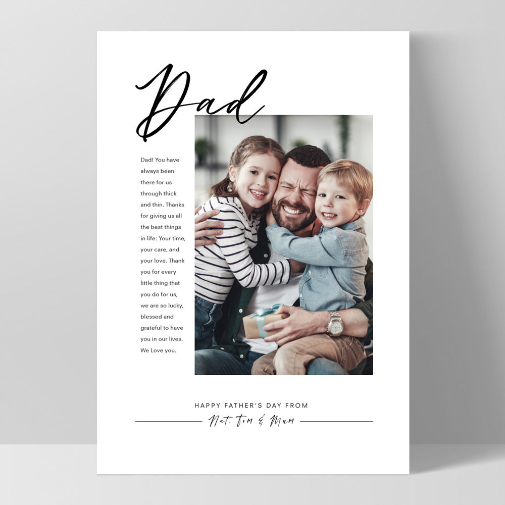 Custom Best Dad Ever in Portrait - Art Print, Poster, Stretched Canvas, or Framed Wall Art Print, shown as a stretched canvas or poster without a frame