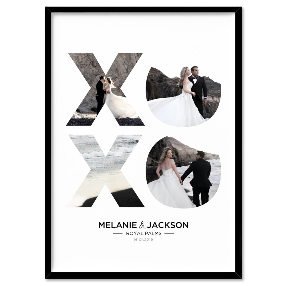 Custom Photos | XO Style Collage - Art Print, Poster, Stretched Canvas, or Framed Wall Art Print, shown in a black frame