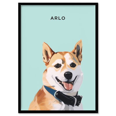 Custom Dog Portrait | Illustration - Art Print, Poster, Stretched Canvas, or Framed Wall Art Print, shown in a black frame
