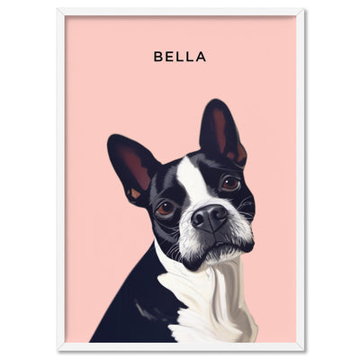 Custom Dog Portrait | Illustration - Art Print, Poster, Stretched Canvas, or Framed Wall Art Print, shown in a white frame