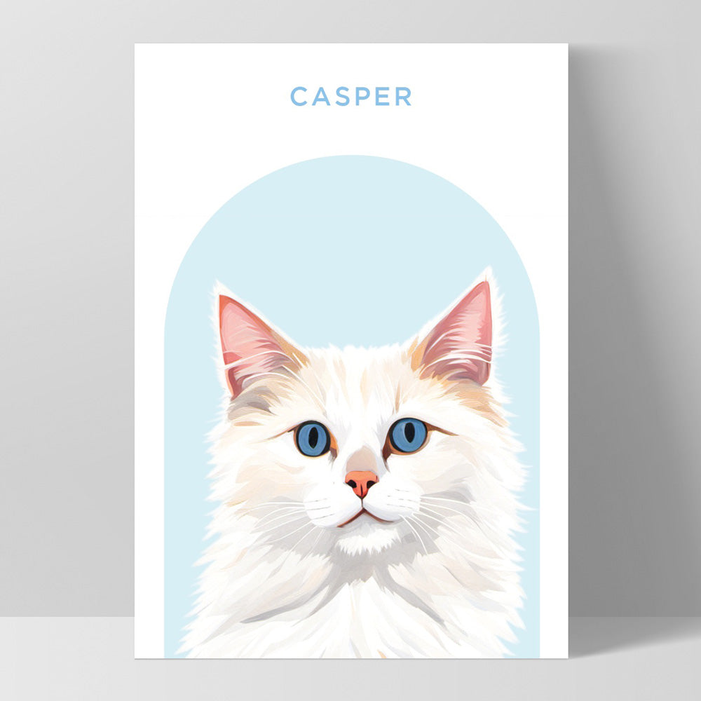 Custom Cat Portrait | Arch Illustration - Art Print, Poster, Stretched Canvas, or Framed Wall Art Print, shown as a stretched canvas or poster without a frame