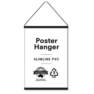Poster hanger in Slimline PVC Plastic, Black Colour with Black Hanging Rope