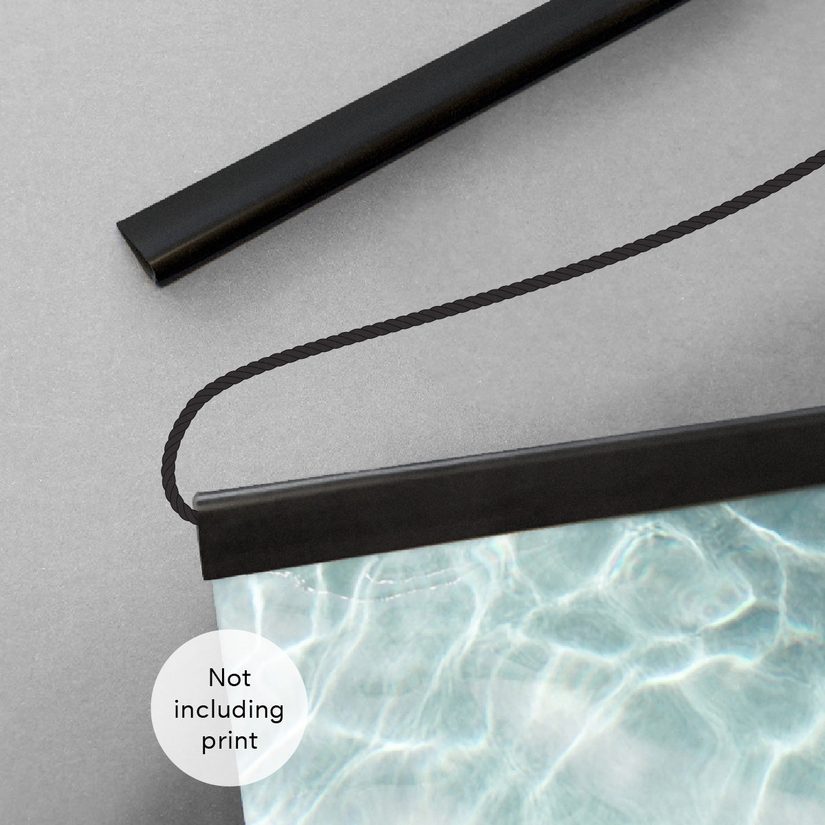 Poster hanger in Slimline PVC Plastic, Flat lay in Black Colour Option