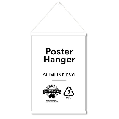 Poster hanger in Slimline PVC Plastic, Transparent Option with White Hanging Rope