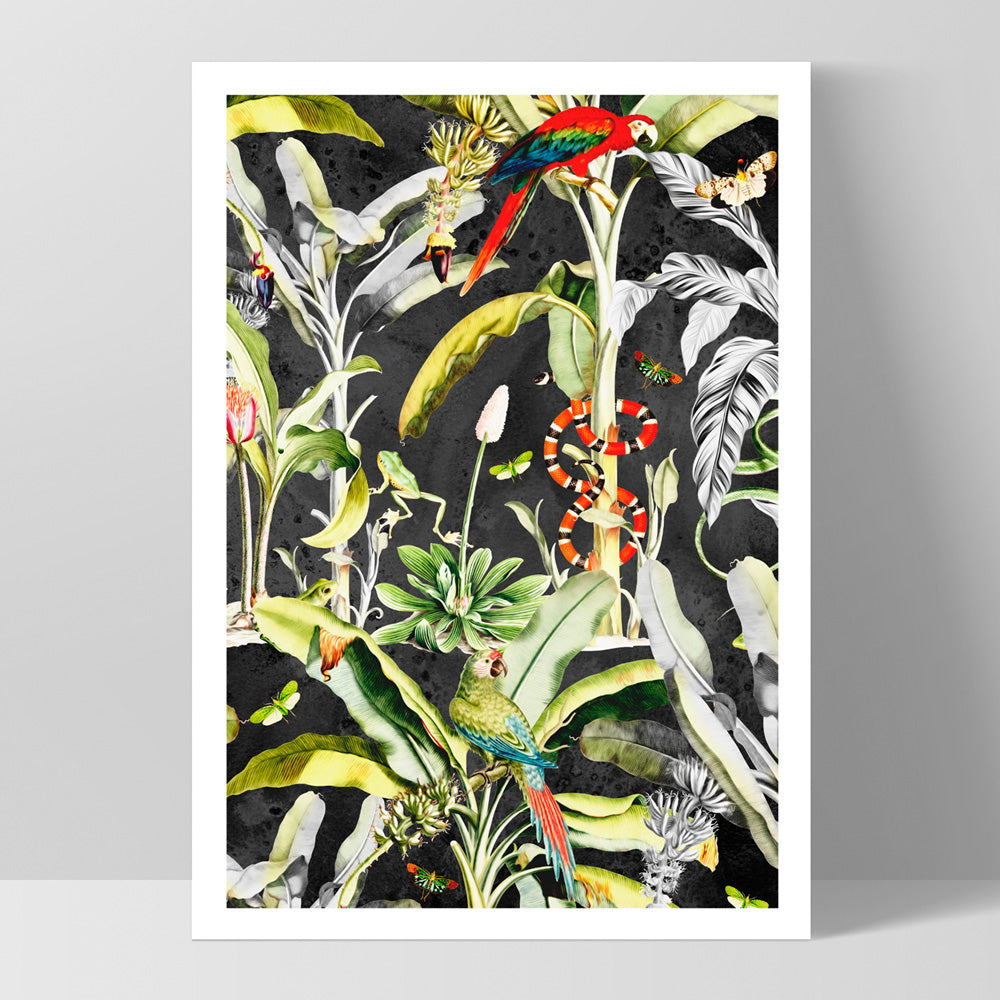 Rainforest Tropics Illustration - Art Print, Poster, Stretched Canvas, or Framed Wall Art Print, shown as a stretched canvas or poster without a frame