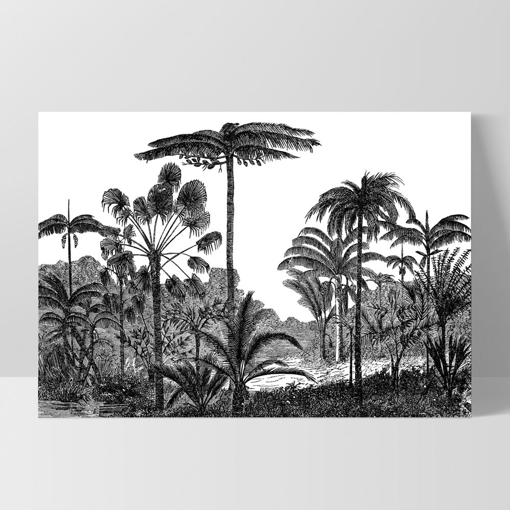 Rainforest Vintage Botanical Illustration I - Art Print, Poster, Stretched Canvas, or Framed Wall Art Print, shown as a stretched canvas or poster without a frame