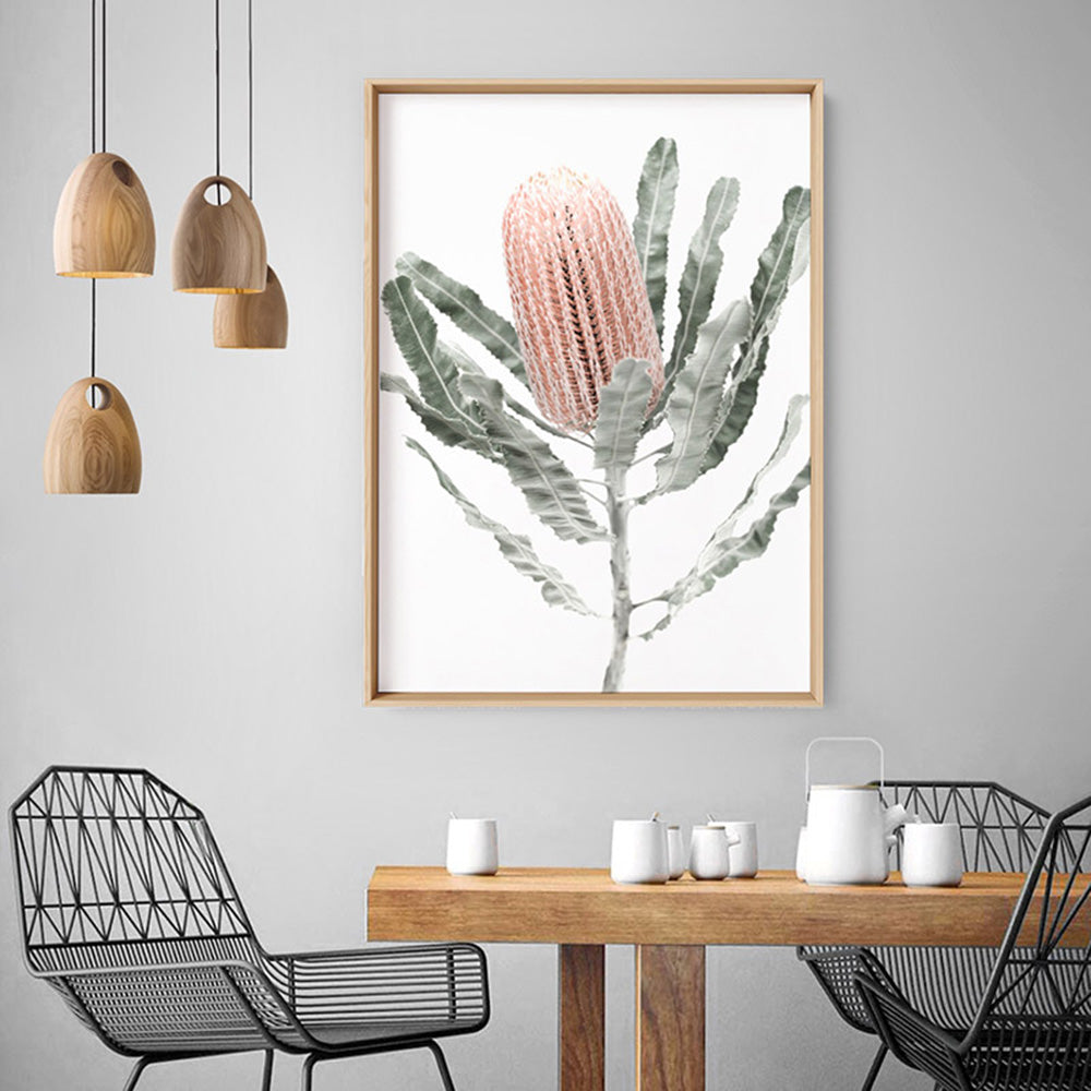 Banksia Pastels II - Art Print, Poster, Stretched Canvas or Framed Wall Art Prints, shown framed in a room