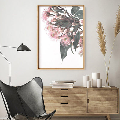 Flowering Eucalyptus Bunch I - Art Print, Poster, Stretched Canvas or Framed Wall Art Prints, shown framed in a room