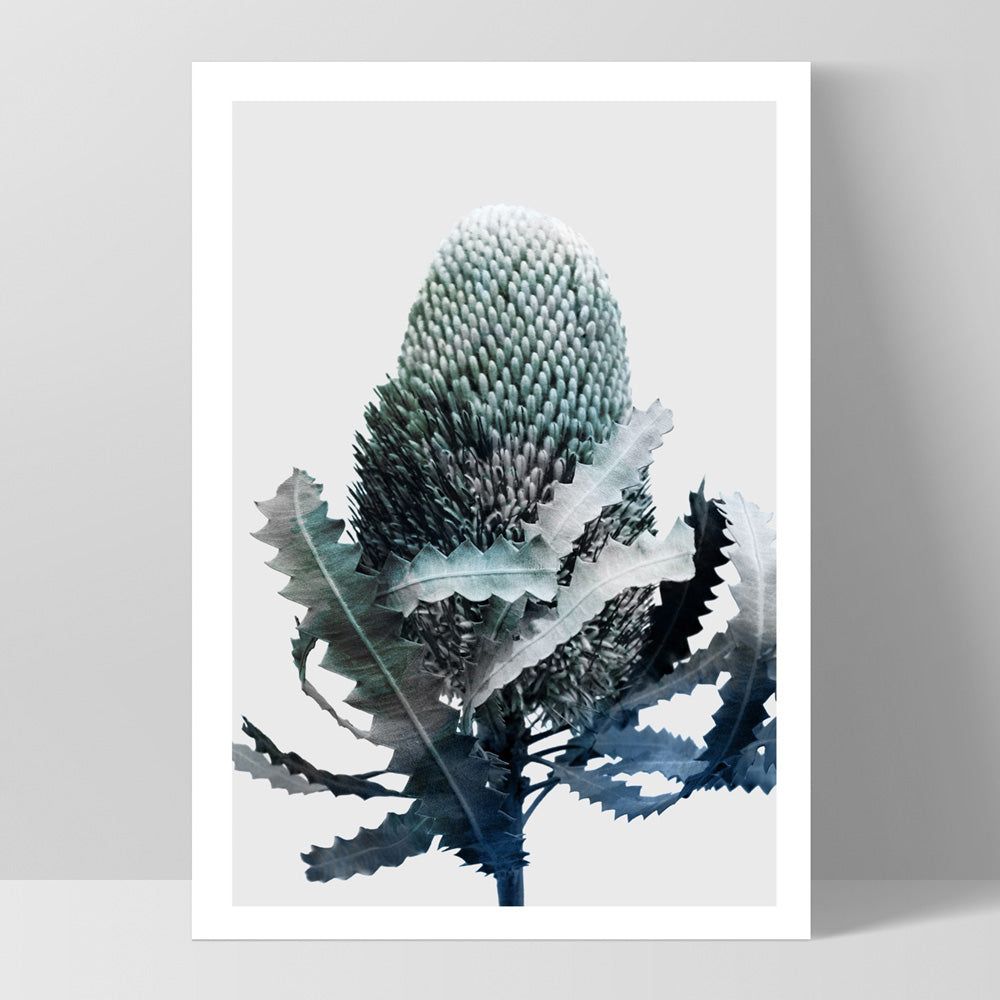 Banksia Blues Abstract II - Art Print, Poster, Stretched Canvas, or Framed Wall Art Print, shown as a stretched canvas or poster without a frame
