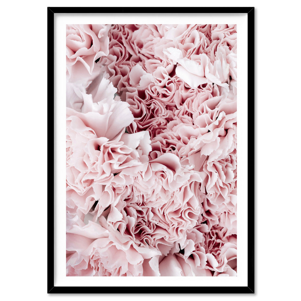 Light Pink Ruffles | Sea of Flowers - Art Print, Poster, Stretched Canvas, or Framed Wall Art Print, shown in a black frame