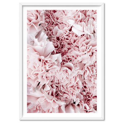 Light Pink Ruffles | Sea of Flowers - Art Print, Poster, Stretched Canvas, or Framed Wall Art Print, shown in a white frame