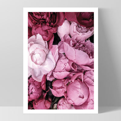 Pink Peonies | Sea of Flowers - Art Print, Poster, Stretched Canvas, or Framed Wall Art Print, shown as a stretched canvas or poster without a frame