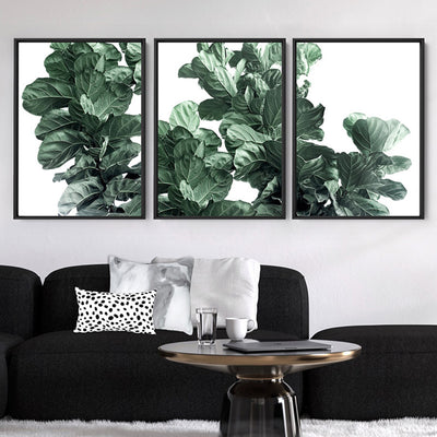 Fiddle Leaf Fig Watercolour III - Art Print, Poster, Stretched Canvas or Framed Wall Art, shown framed in a home interior space