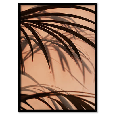 Burnt Orange Palms View - Art Print, Poster, Stretched Canvas, or Framed Wall Art Print, shown in a black frame