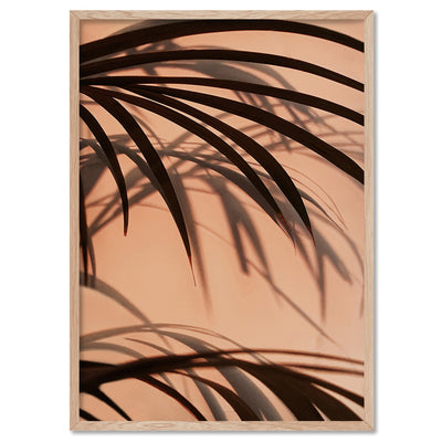 Burnt Orange Palms View - Art Print, Poster, Stretched Canvas, or Framed Wall Art Print, shown in a natural timber frame