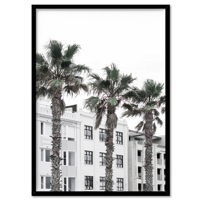 Resort Palms View - Art Print, Poster, Stretched Canvas, or Framed Wall Art Print, shown in a black frame