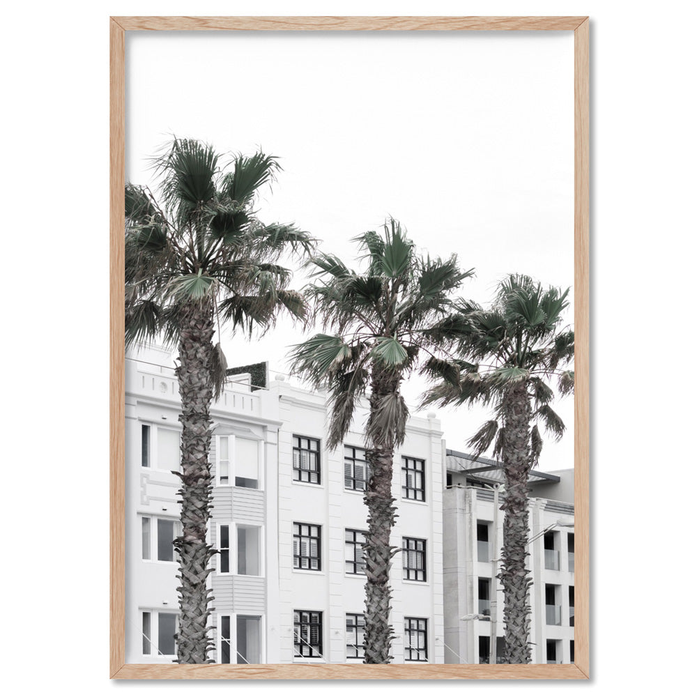 Resort Palms View - Art Print, Poster, Stretched Canvas, or Framed Wall Art Print, shown in a natural timber frame
