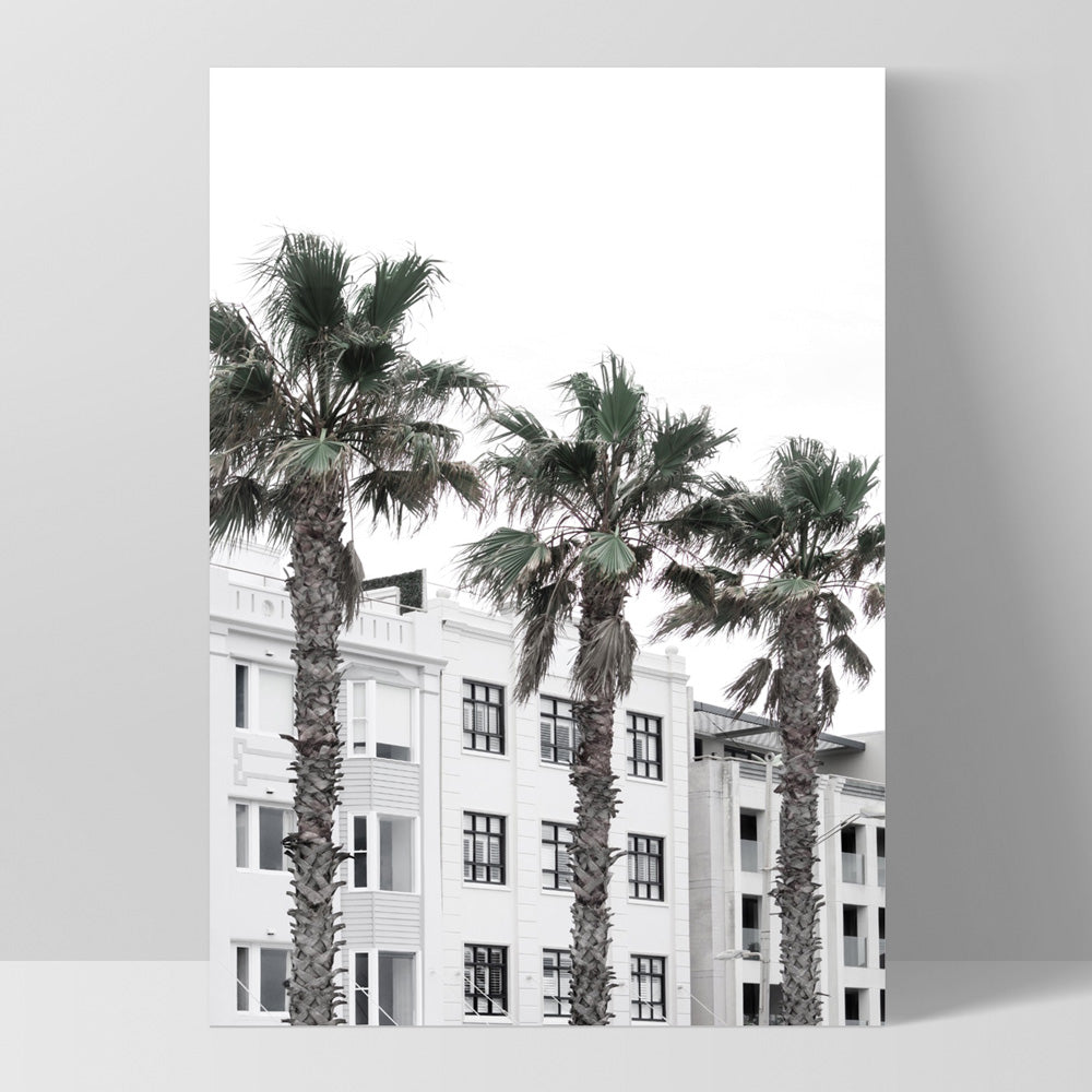 Resort Palms View - Art Print, Poster, Stretched Canvas, or Framed Wall Art Print, shown as a stretched canvas or poster without a frame