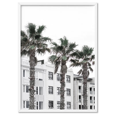 Resort Palms View - Art Print, Poster, Stretched Canvas, or Framed Wall Art Print, shown in a white frame
