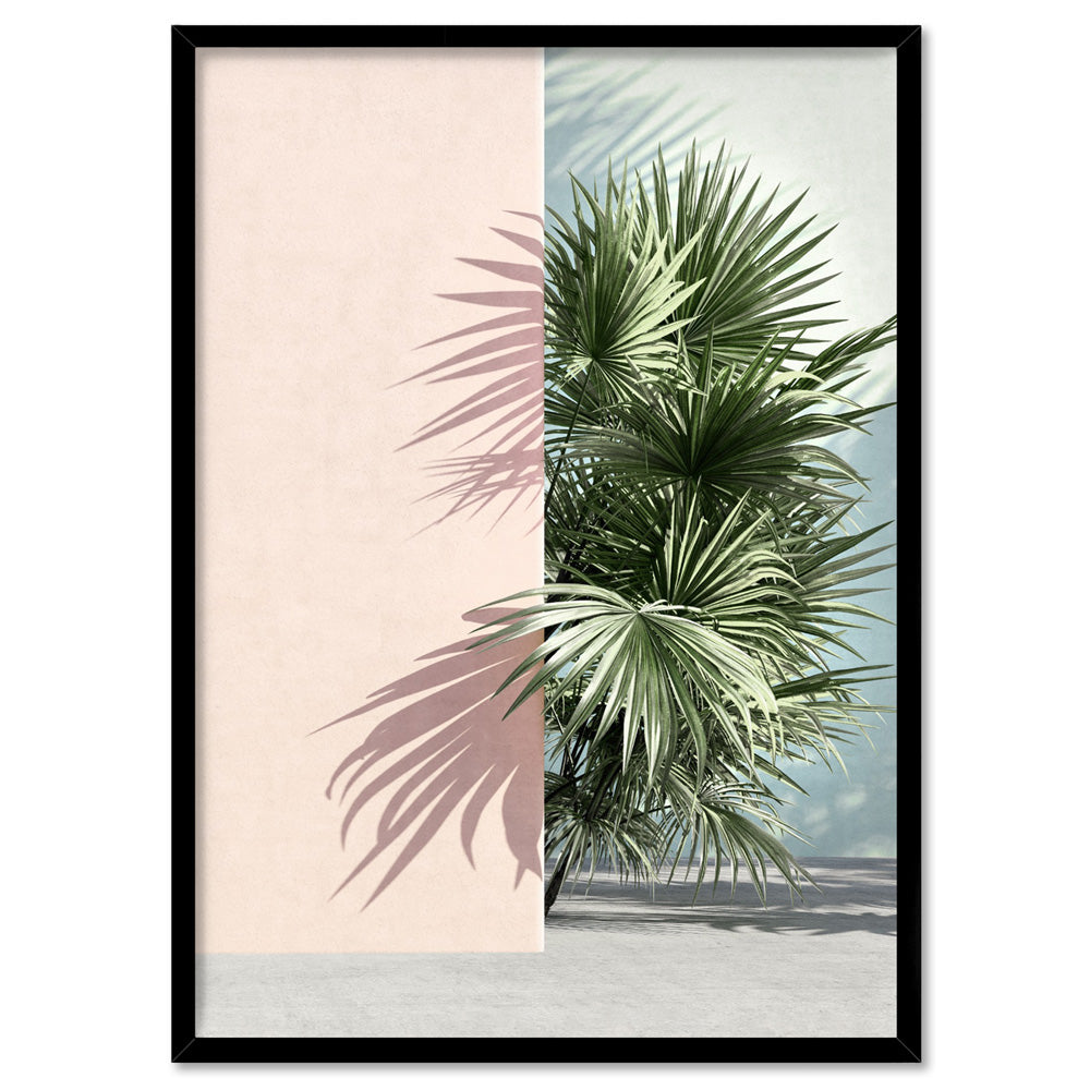 Hidden Palm Shadows - Art Print, Poster, Stretched Canvas, or Framed Wall Art Print, shown in a black frame