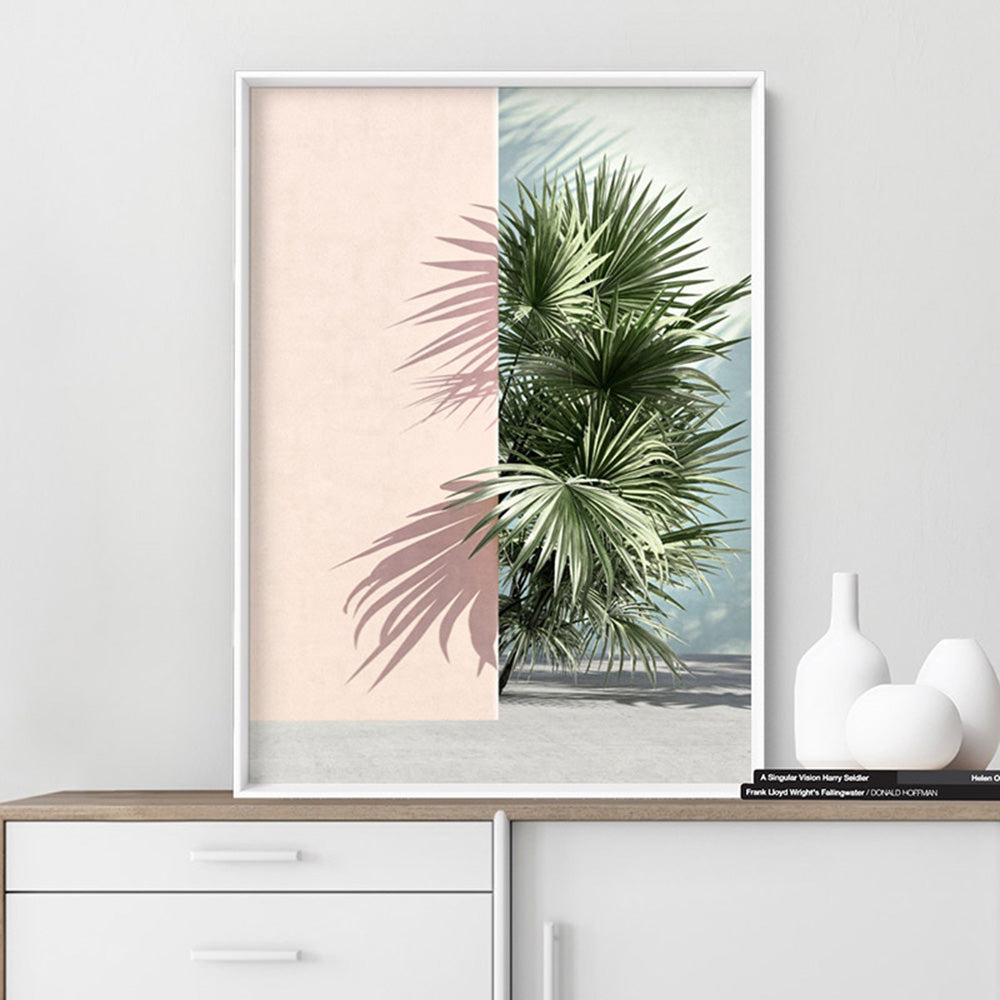 Hidden Palm Shadows - Art Print, Poster, Stretched Canvas or Framed Wall Art Prints, shown framed in a room