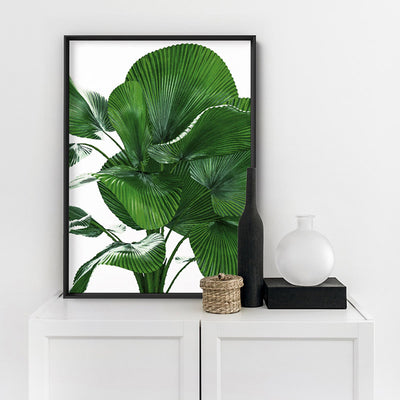 Fan Palm Leaves - Art Print, Poster, Stretched Canvas or Framed Wall Art Prints, shown framed in a room