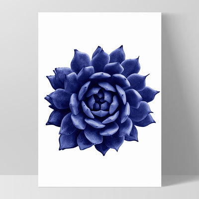 Indigo Succulent I - Art Print, Poster, Stretched Canvas, or Framed Wall Art Print, shown as a stretched canvas or poster without a frame