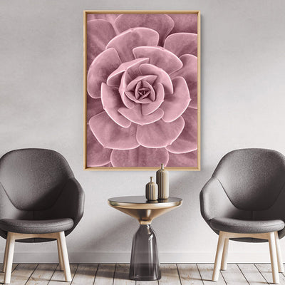 Blush Succulent III - Art Print, Poster, Stretched Canvas or Framed Wall Art Prints, shown framed in a room