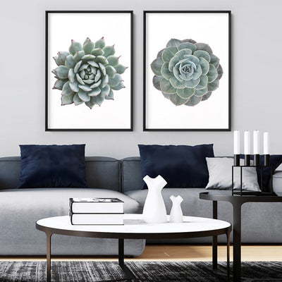 Succulent I - Art Print, Poster, Stretched Canvas or Framed Wall Art, shown framed in a home interior space