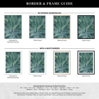 Agave Detail I - Art Print, Poster, Stretched Canvas or Framed Wall Art, Showing White , Black, Natural Frame Colours, No Frame (Unframed) or Stretched Canvas, and With or Without White Borders