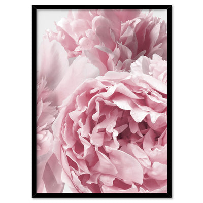 Peonies Bunch II - Art Print, Poster, Stretched Canvas, or Framed Wall Art Print, shown in a black frame