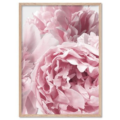 Peonies Bunch II - Art Print, Poster, Stretched Canvas, or Framed Wall Art Print, shown in a natural timber frame