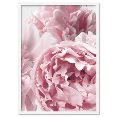 Peonies Bunch II - Art Print, Poster, Stretched Canvas, or Framed Wall Art Print, shown in a white frame