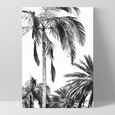 Palms Black & White - Art Print, Poster, Stretched Canvas, or Framed Wall Art Print, shown as a stretched canvas or poster without a frame