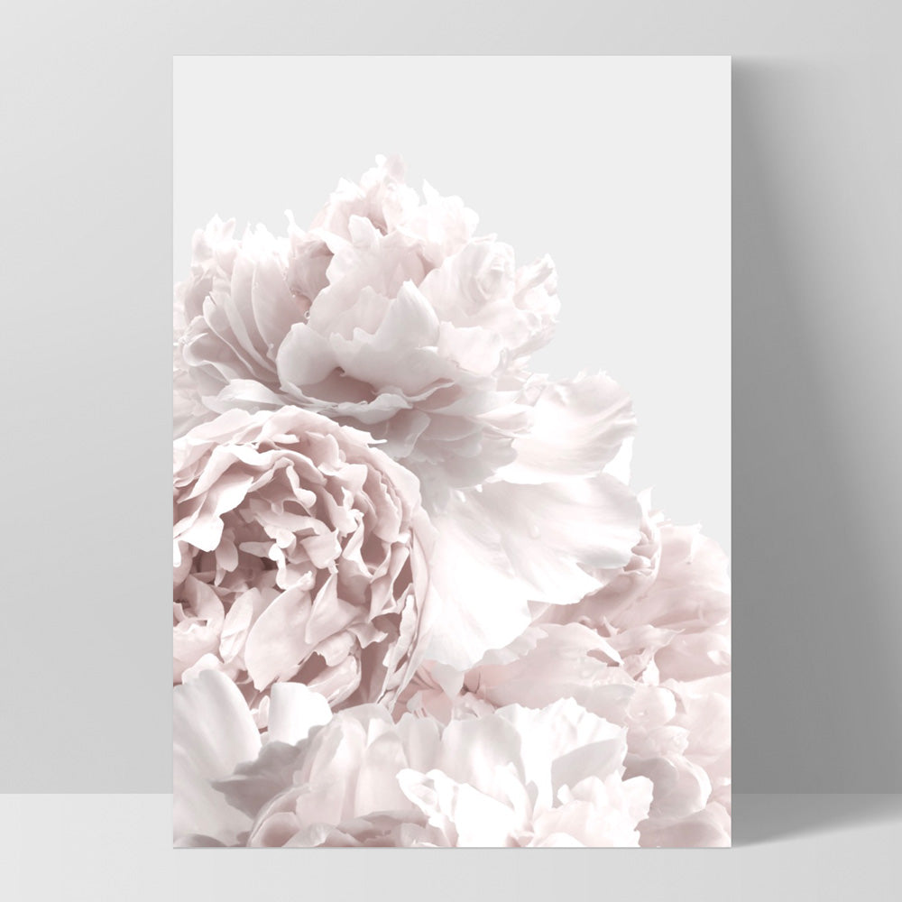 Peonies in Neutral - Art Print, Poster, Stretched Canvas, or Framed Wall Art Print, shown as a stretched canvas or poster without a frame