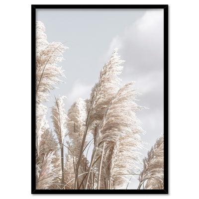 Pampas Grass I in Pastels - Art Print, Poster, Stretched Canvas, or Framed Wall Art Print, shown in a black frame