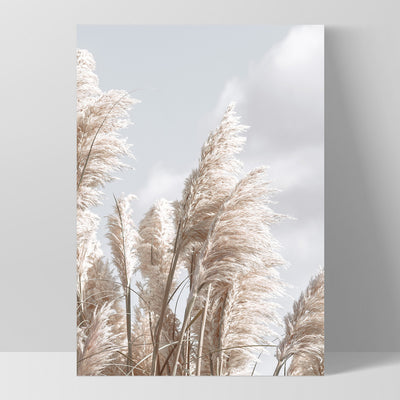 Pampas Grass I in Pastels - Art Print, Poster, Stretched Canvas, or Framed Wall Art Print, shown as a stretched canvas or poster without a frame