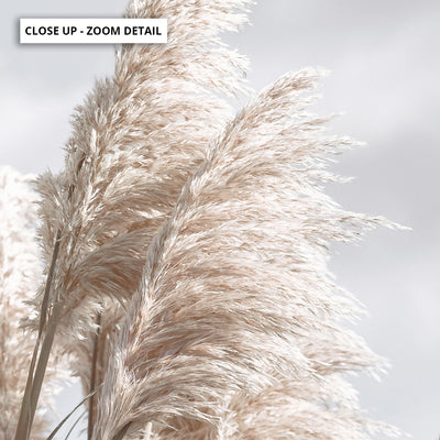 Pampas Grass I in Pastels - Art Print, Poster, Stretched Canvas or Framed Wall Art, Close up View of Print Resolution