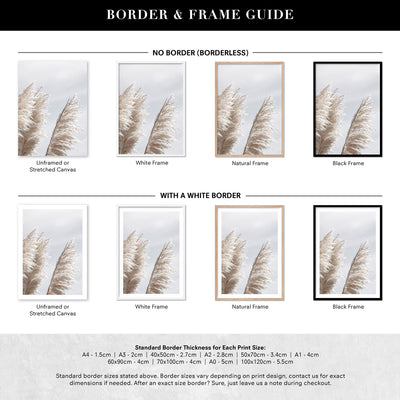Pampas Grass II in Pastels - Art Print, Poster, Stretched Canvas or Framed Wall Art, Showing White , Black, Natural Frame Colours, No Frame (Unframed) or Stretched Canvas, and With or Without White Borders