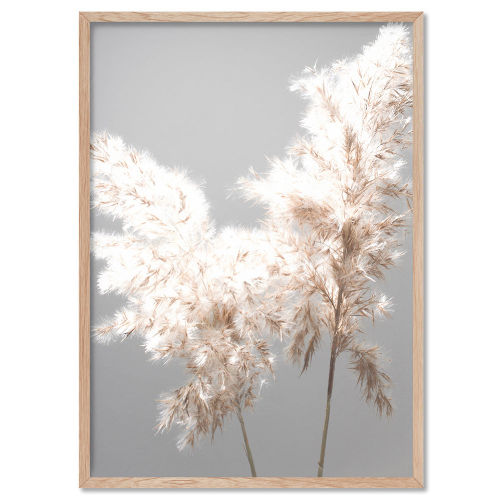 Pampas Grass Ethereal Light I - Art Print, Poster, Stretched Canvas, or Framed Wall Art Print, shown in a natural timber frame