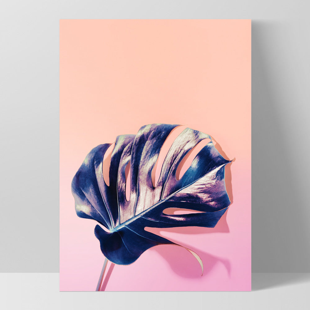 High Fashion Monstera in Holographic - Art Print, Poster, Stretched Canvas, or Framed Wall Art Print, shown as a stretched canvas or poster without a frame