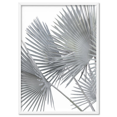 Fan Palm Fronds in Pastel I - Art Print, Poster, Stretched Canvas, or Framed Wall Art Print, shown in a white frame
