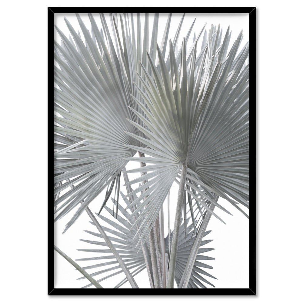 Fan Palm Fronds in Pastel II - Art Print, Poster, Stretched Canvas, or Framed Wall Art Print, shown in a black frame