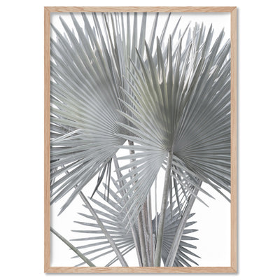 Fan Palm Fronds in Pastel II - Art Print, Poster, Stretched Canvas, or Framed Wall Art Print, shown in a natural timber frame