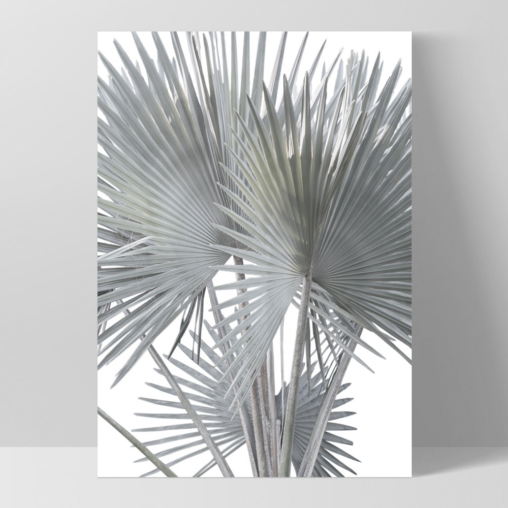 Fan Palm Fronds in Pastel II - Art Print, Poster, Stretched Canvas, or Framed Wall Art Print, shown as a stretched canvas or poster without a frame