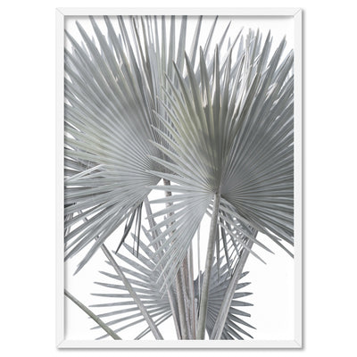 Fan Palm Fronds in Pastel II - Art Print, Poster, Stretched Canvas, or Framed Wall Art Print, shown in a white frame